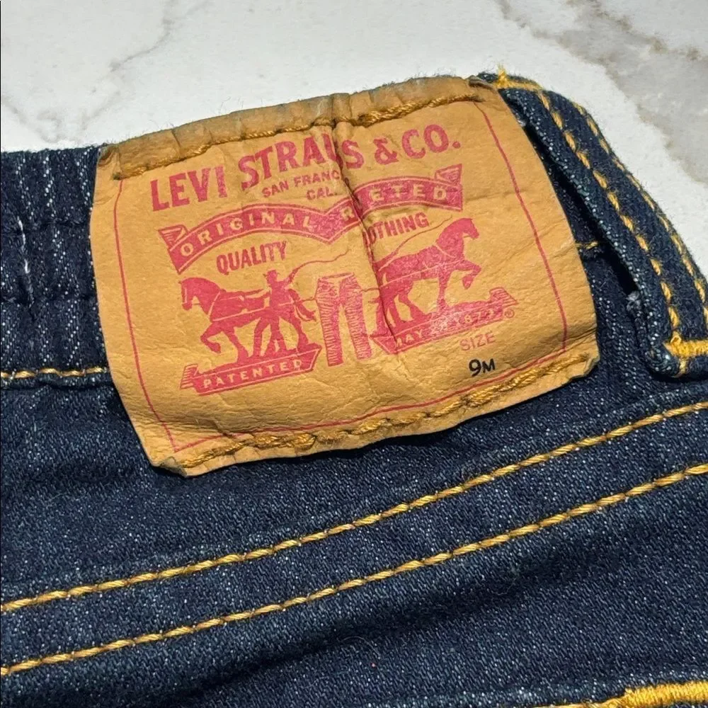 Levi's Baby Dark Wash Blue Infant Denim Jeans Shorts Size 9 Months Unisex Boys